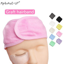 Load image into Gallery viewer, Makeup Hairband Eyelashes Extension Spa Facial Headband Makeup Wrap Head Terry Cloth Headband Stretch Towel with Magic Tape