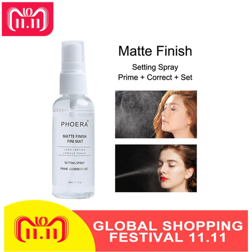 PHOERA 50ml Makeup Setting Spray Moisturizing Long Lasting Foundation Fixer Matte Finishing Setting Spray Cosmetic TSLM1