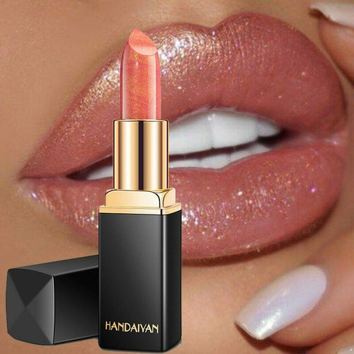 Handaiyan Waterproof Nude Glitter Lipstick Makeup Long Lasting Velve Red Mermaid Lipsticks Cosmetics Sexy Shimmer Lip Stick