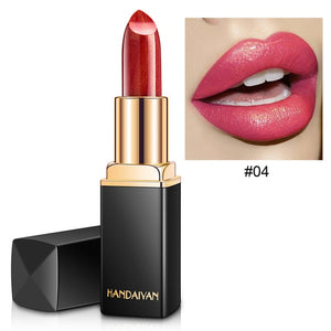 Handaiyan Waterproof Nude Glitter Lipstick Makeup Long Lasting Velve Red Mermaid Lipsticks Cosmetics Sexy Shimmer Lip Stick