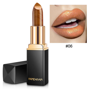 Handaiyan Waterproof Nude Glitter Lipstick Makeup Long Lasting Velve Red Mermaid Lipsticks Cosmetics Sexy Shimmer Lip Stick